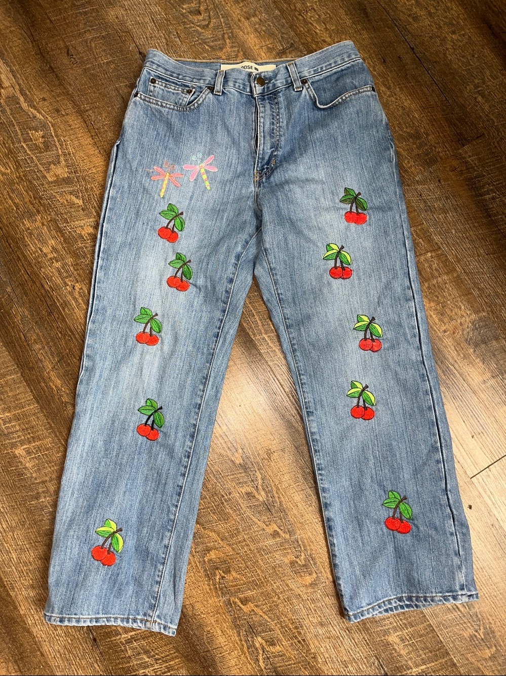 Upcycled thrifted embroidered Vintage jeans SZ 10